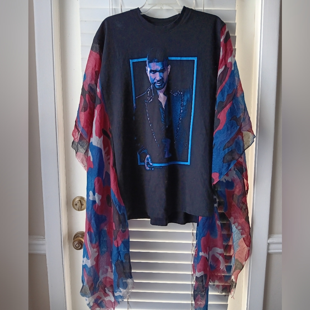 Upcycled Usher Graphic T-Shirt / Poncho